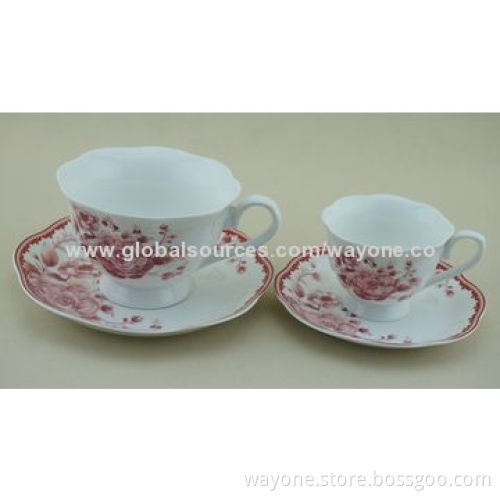 18-piece Ceramic Dinnerware Set, Red Floral Design, Round Shape, Food and Dishwasher Safe